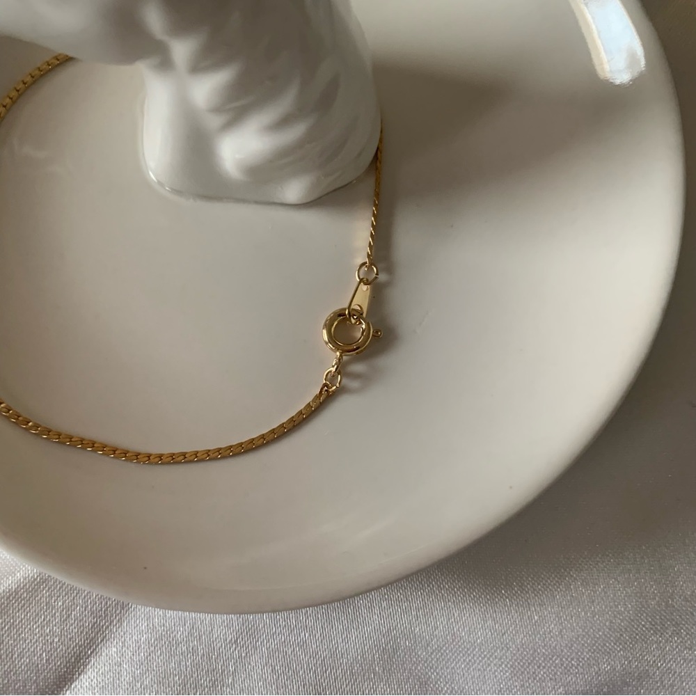 14K Gold plated‎ six inch herringbone bracelet